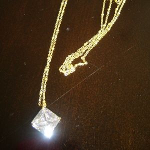Necklace with  Large Diamond Like Stone
